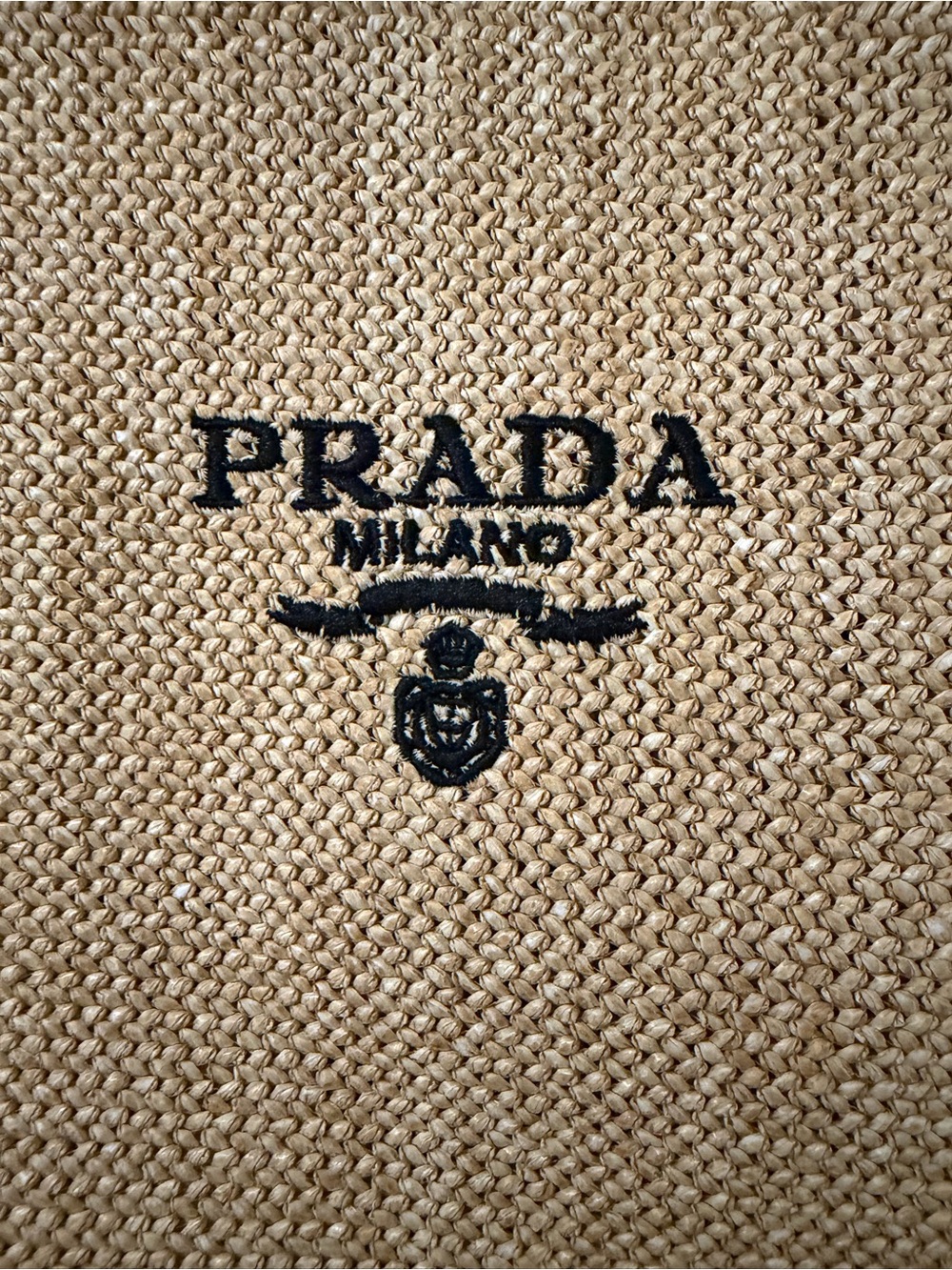 Gift with purchase Prada Natural Beige Jute Tote with Black Logo - Picture 10 of 12